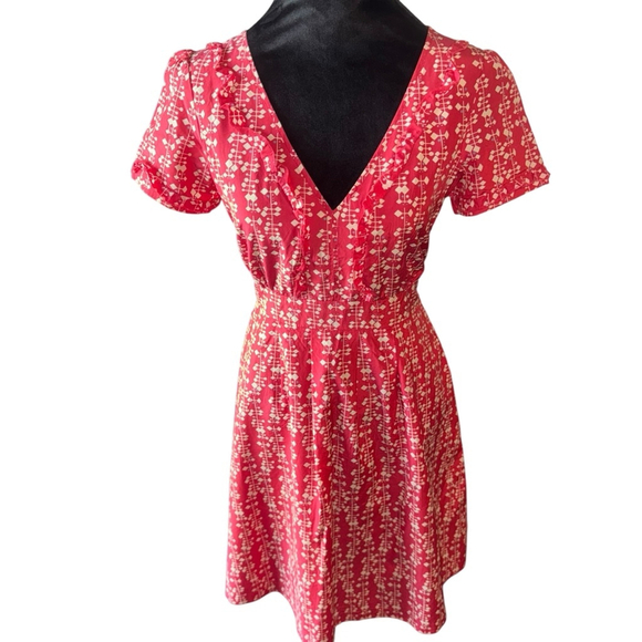 Women's Fossil Dress Size M Red Short Sleeve peasant vintage inspired spring - Picture 2 of 10